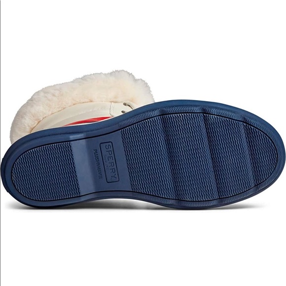 NWT - Sperry Women's Bearing Plushwave Boots Nautical Stripe Nylon Snow - Picture 6 of 6